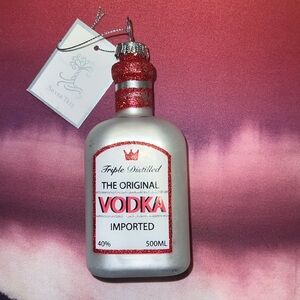 VODKA Glass Christmas Ornament NWT